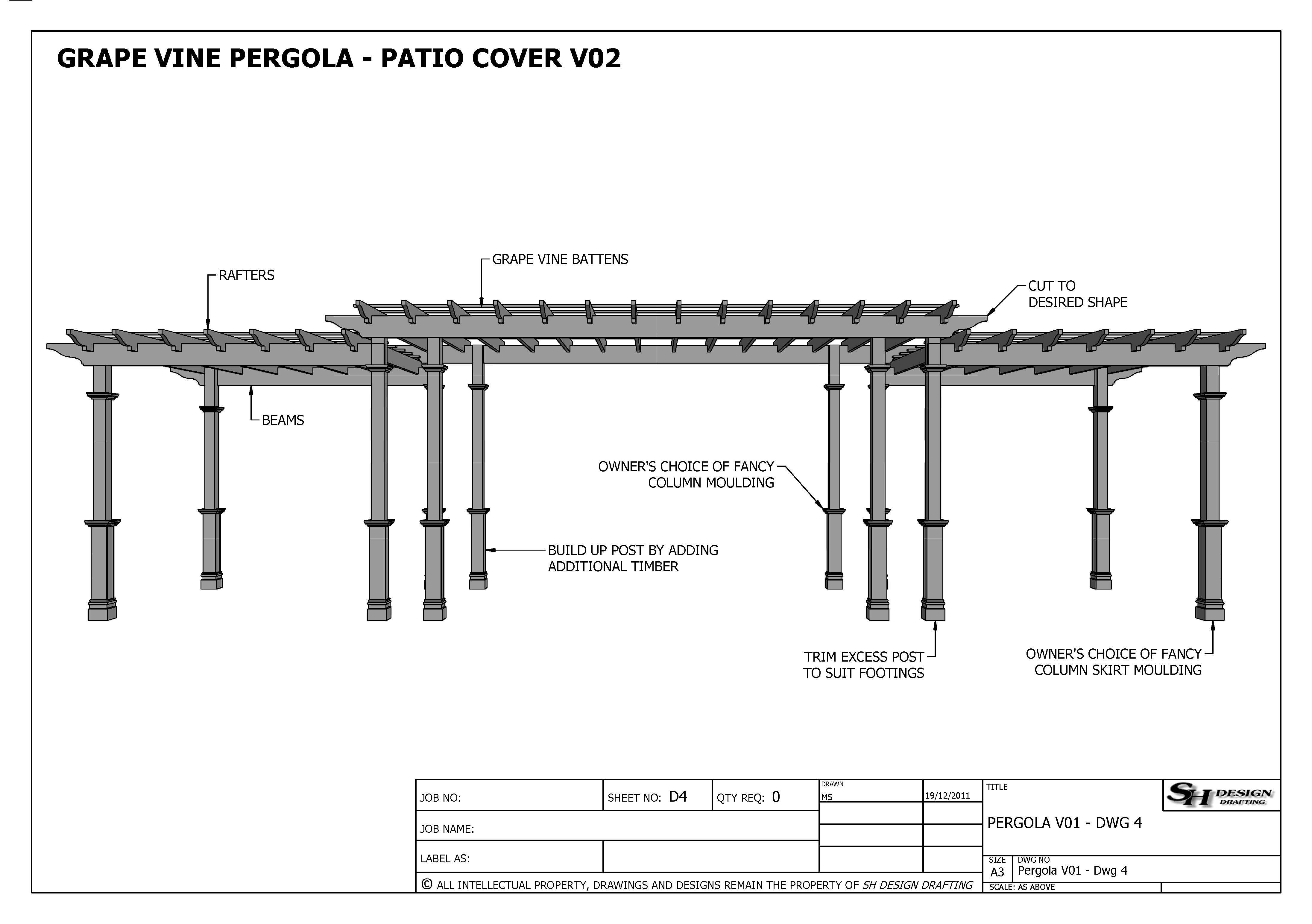 Grape Vine Pergola Patio Exterieur Housse V2 Full Construction