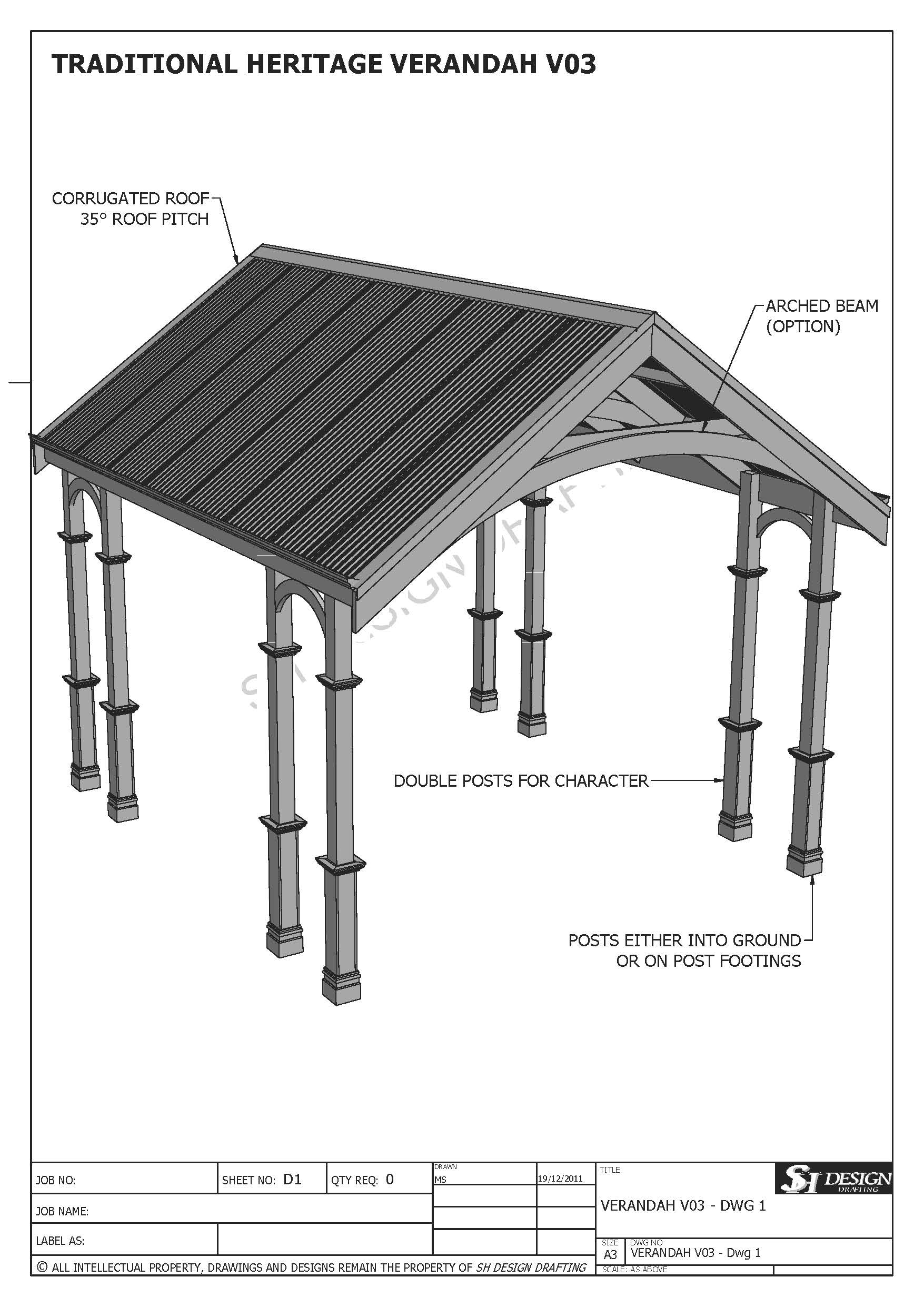 TRADITIONAL HERITAGE CARPORT / VERANDAH - V03 - Full Building Plans | eBay