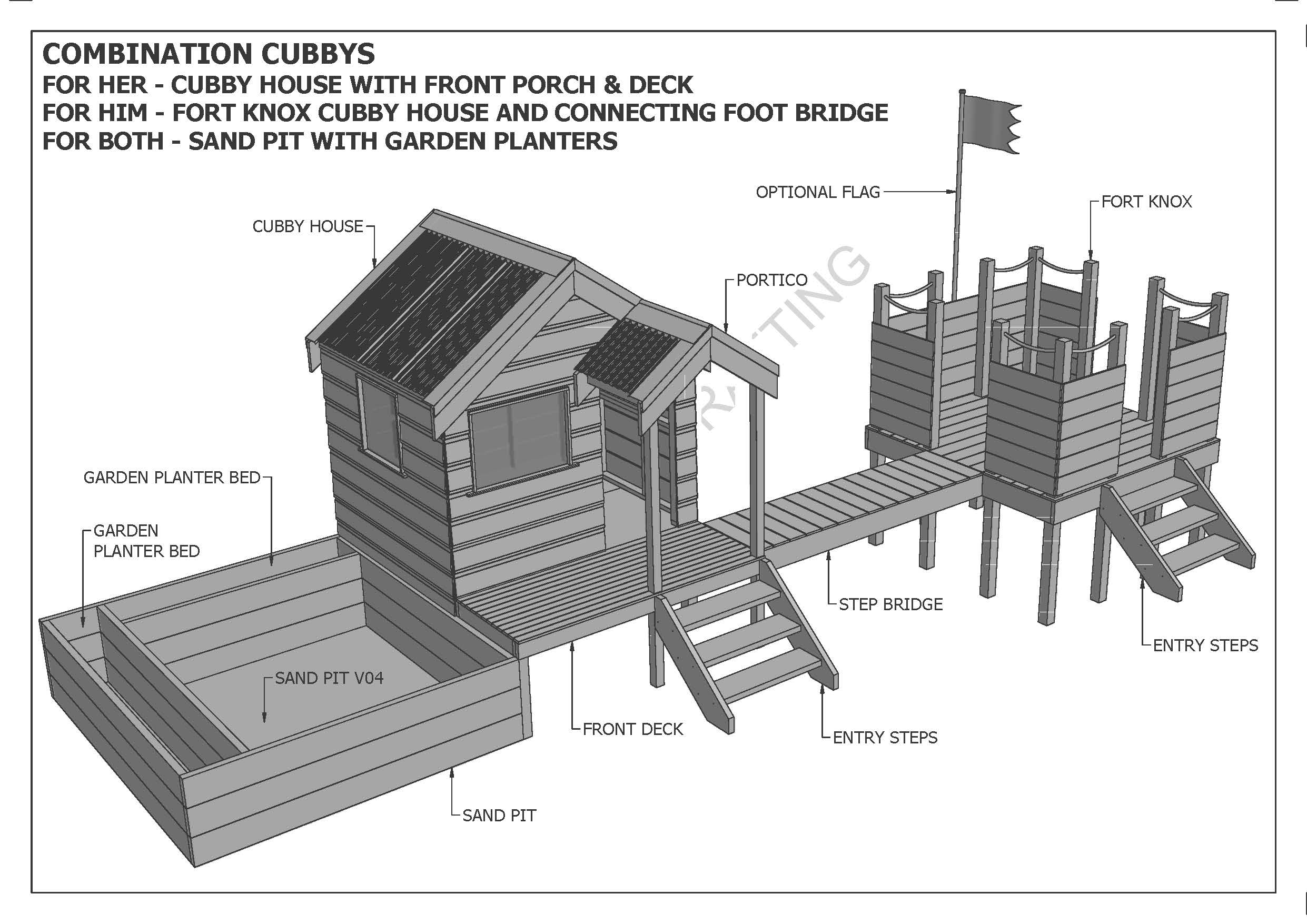 Cubby House V02 and Fort Combination