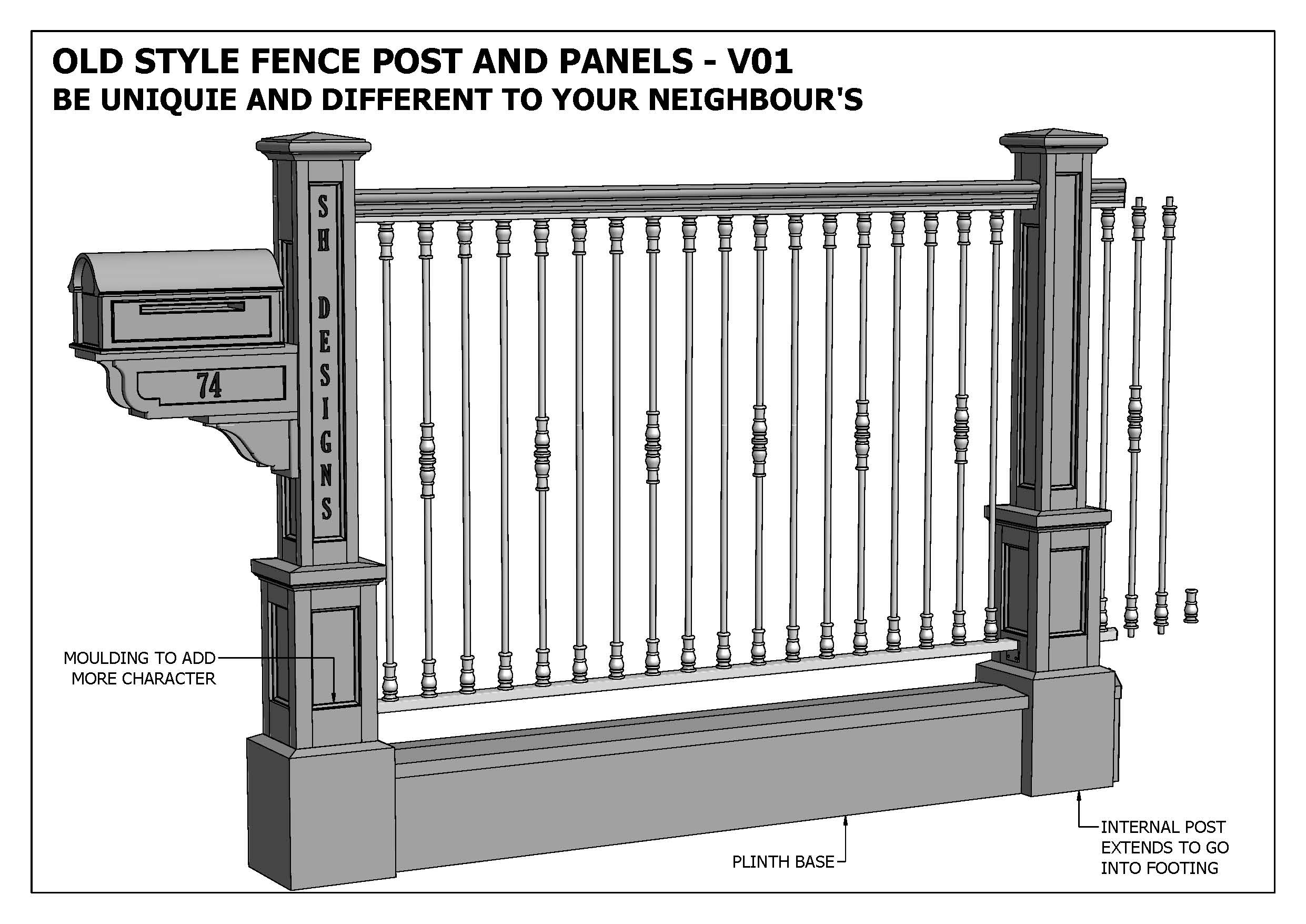 Old Style Fence Post and Panel