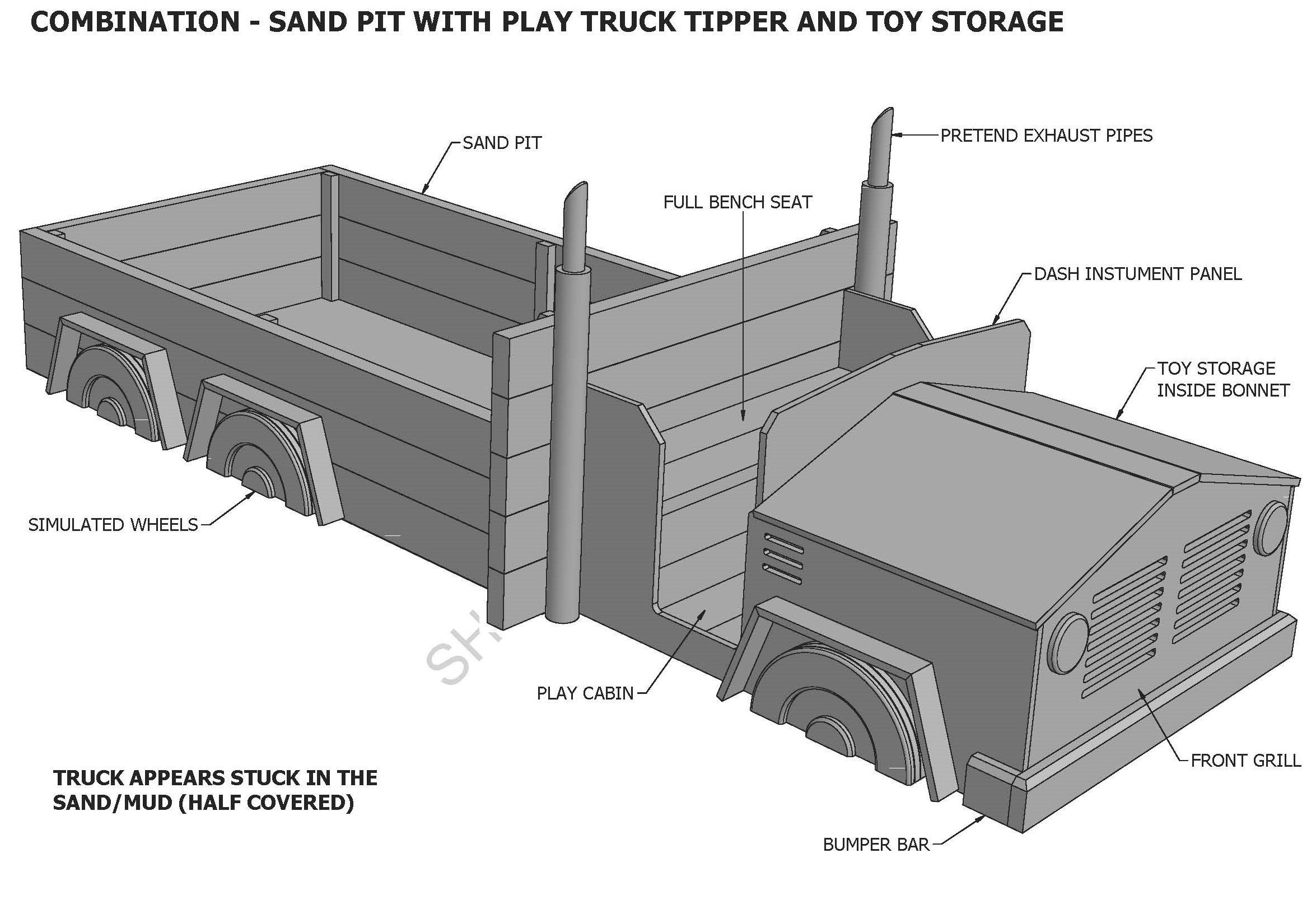 BOGGED TRUCK V01 with Toy Storage and Sand Pit