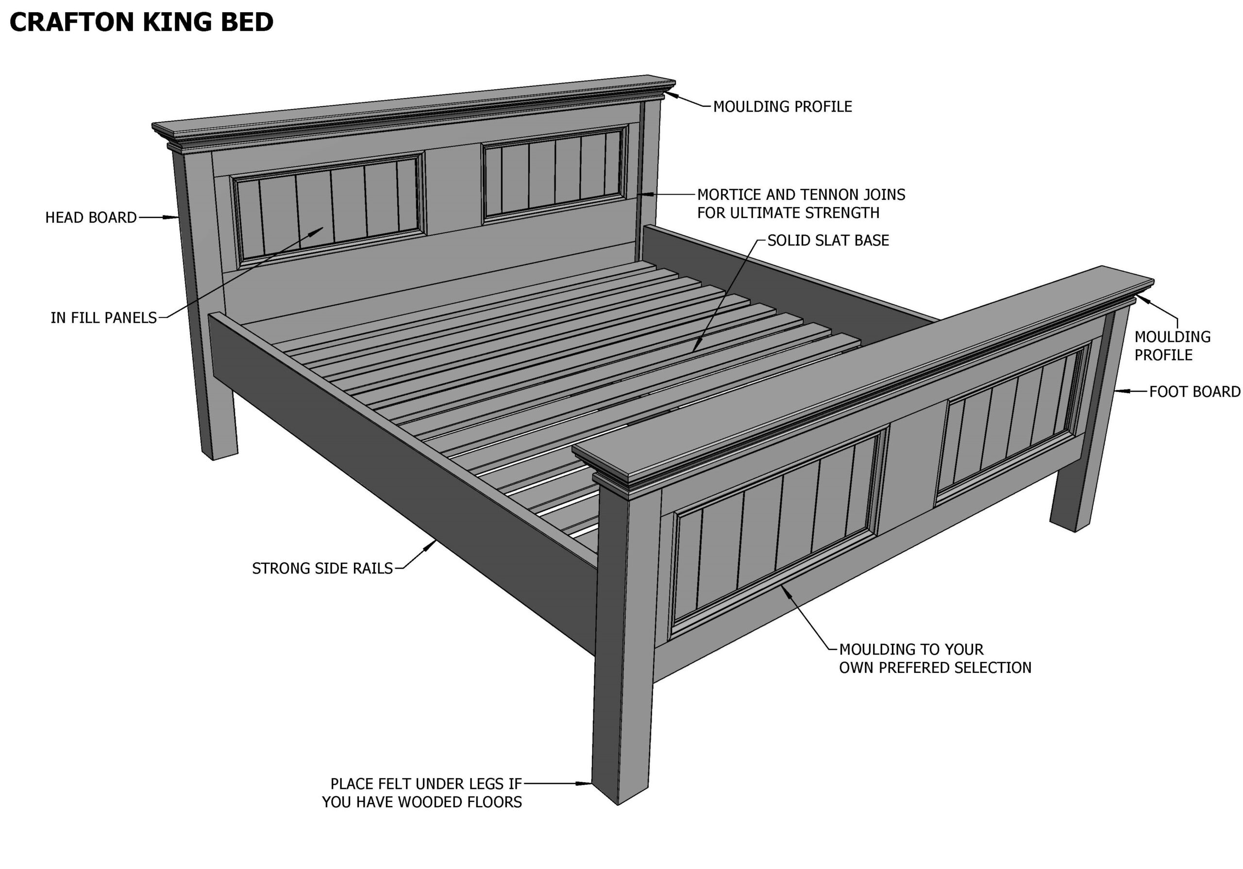 CRAFTON KING BED (Building Plans ONLY)