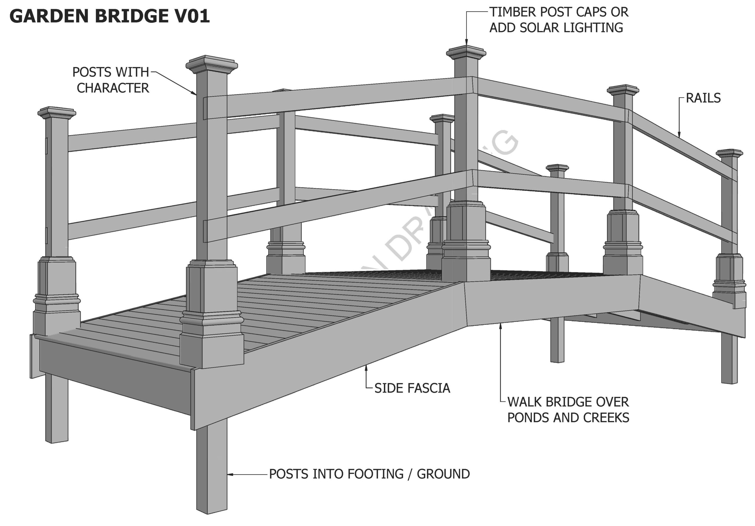 GARDEN BRIDGE DECK V01 (Building Plans ONLY)