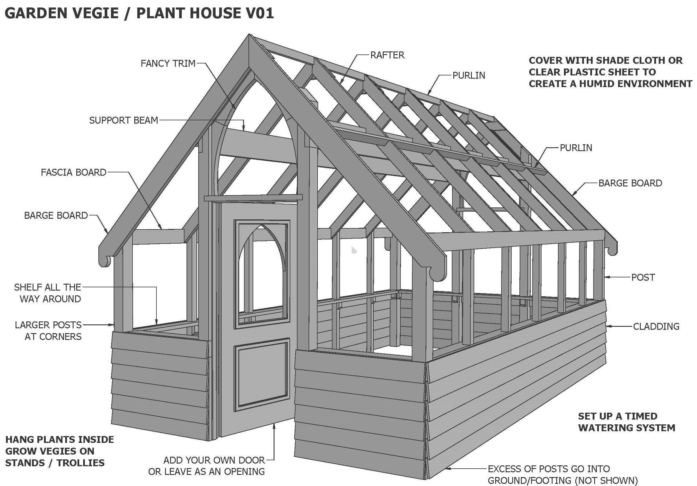 GLASS HOUSE / GREEN HOUSE V01 (Building Plans ONLY)
