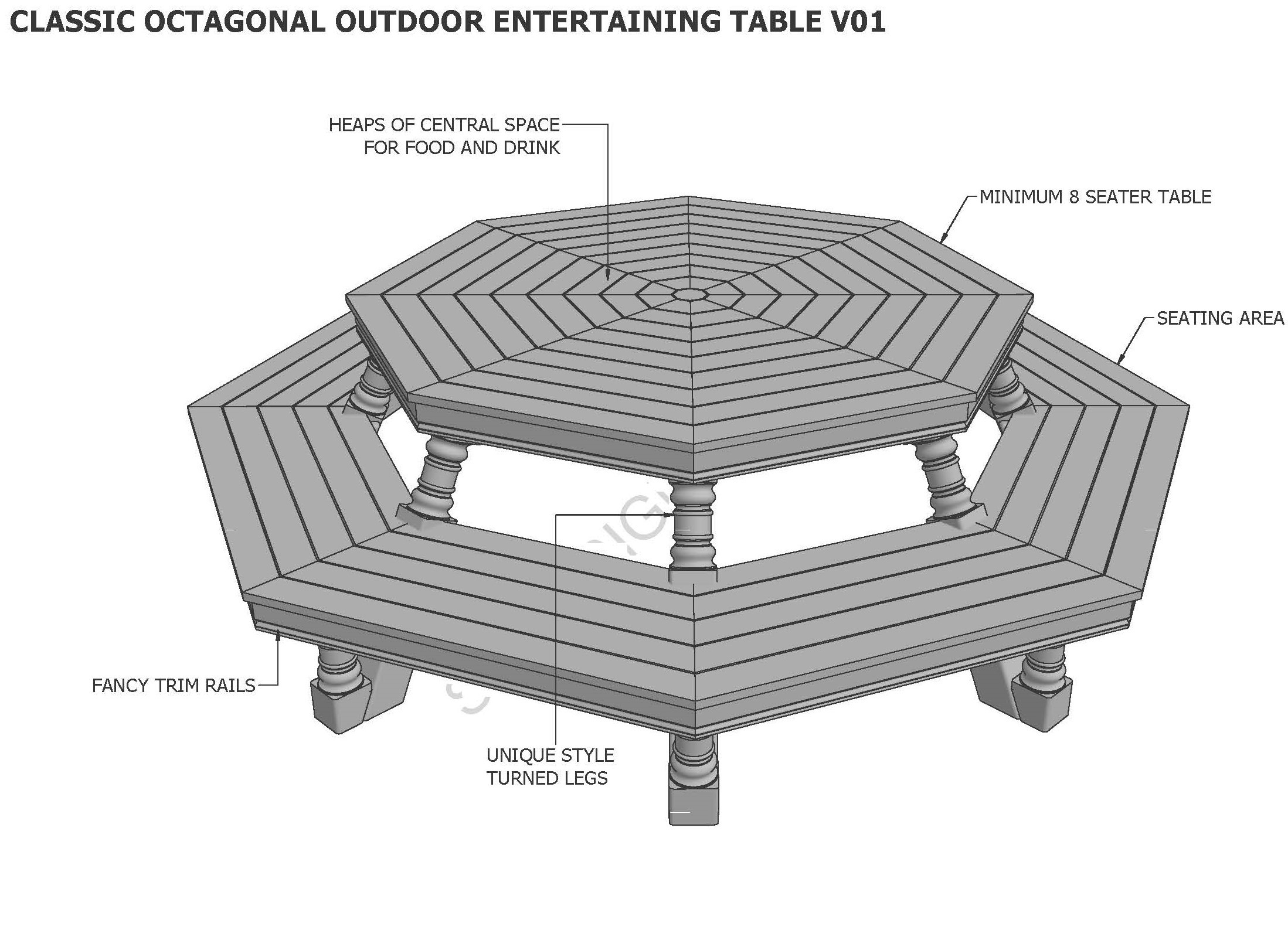 OCTAGON OUTDOOR TABLE & CHAIR - UNIQUE DESIGN V01