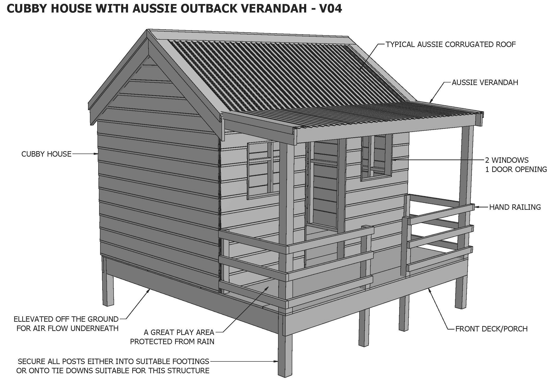 CUBBY HOUSE V04 With Great Aussie Outback Style Verandah